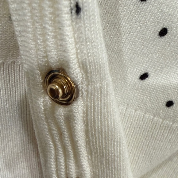 White House Black Market Ivory Cardigan with Black Dots Size large - Picture 8 of 8